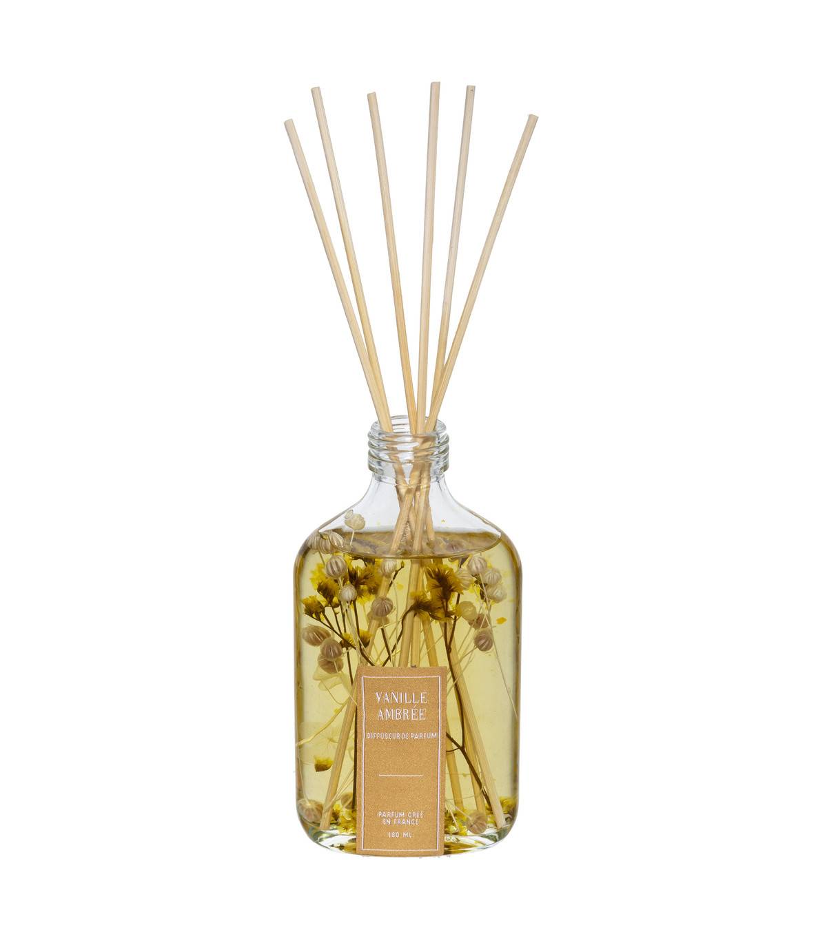 Diffuseur de parfum Vanille ambrée 180 ml avec 6 bâtonnets - Image 1