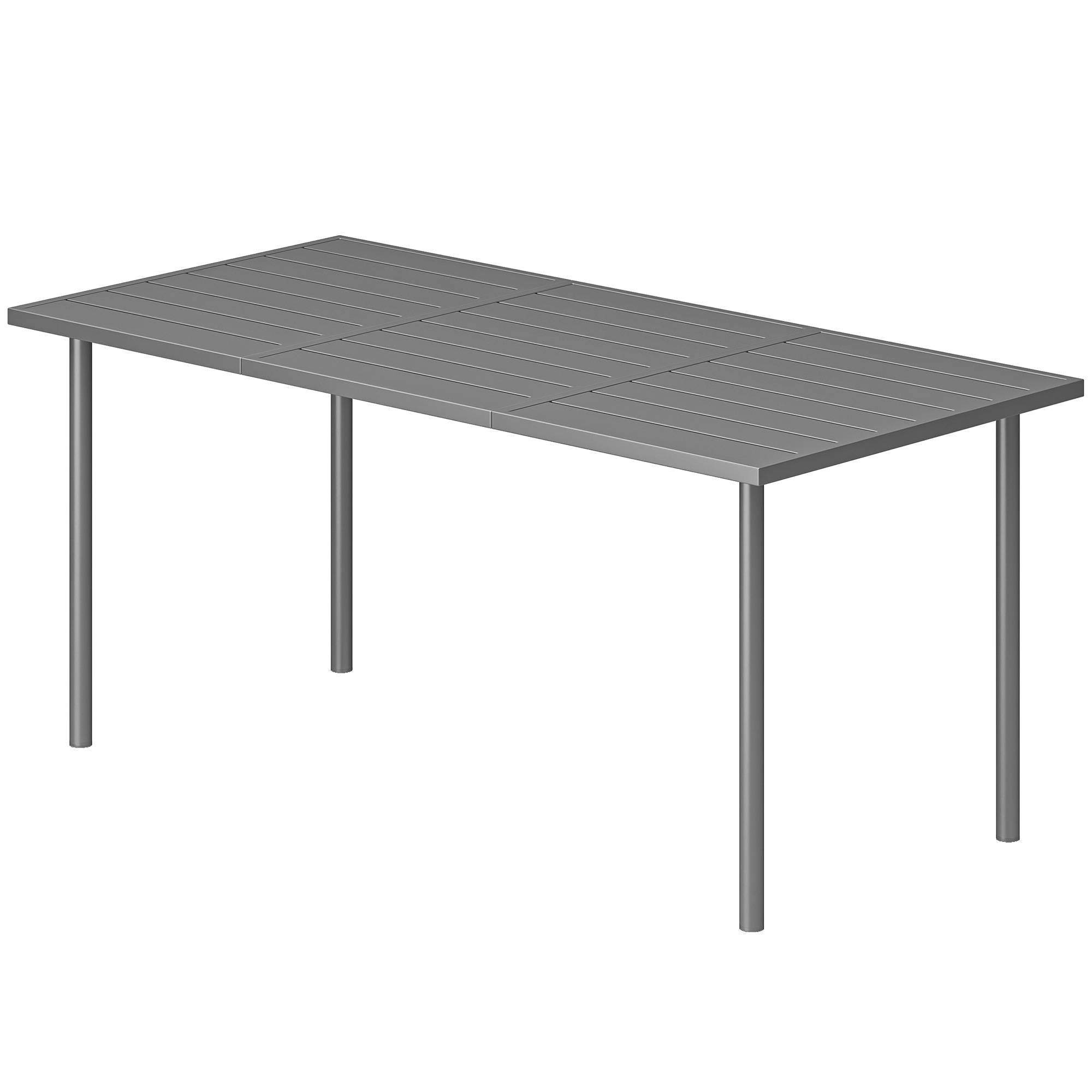 Table de jardin pour 6 personnes, 165 x 80 cm, table à manger extérieure rectangulaire avec plateau à lattes en métal - Image 2