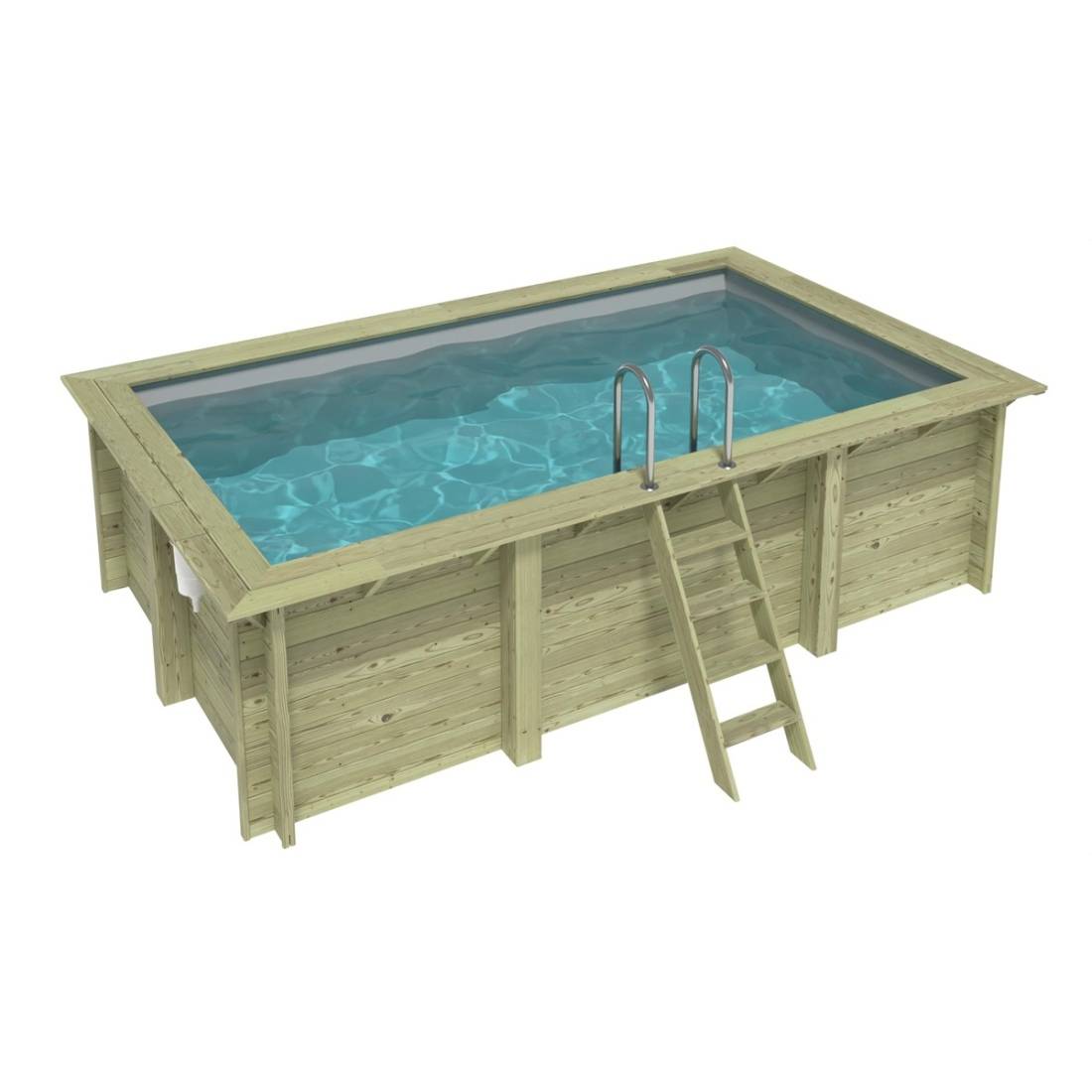 Altanka - Piscine hors sol en bois AQUA 4.65 x 2.85 - H.1.24 m, gris clair, fixations à sceller - BAS7306OSPI2 - ALTANKA - Image 1