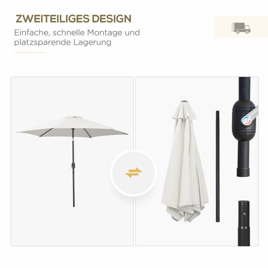 Parasol inclinable en aluminium et polyester beige 260 x 260 x 235 cm - PANGIVO - Image 9