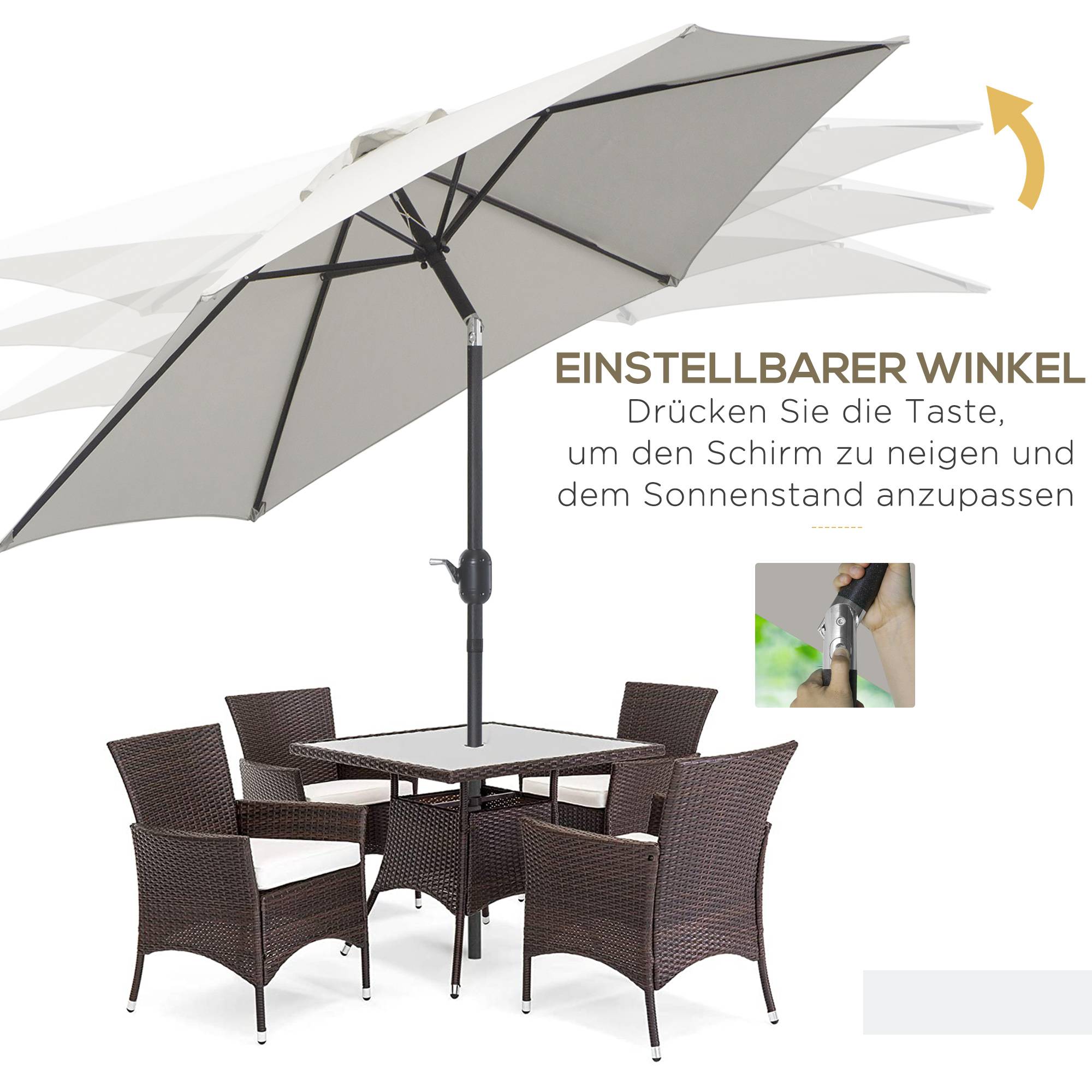 Parasol inclinable en aluminium et polyester beige 260 x 260 x 235 cm - PANGIVO - Image 7