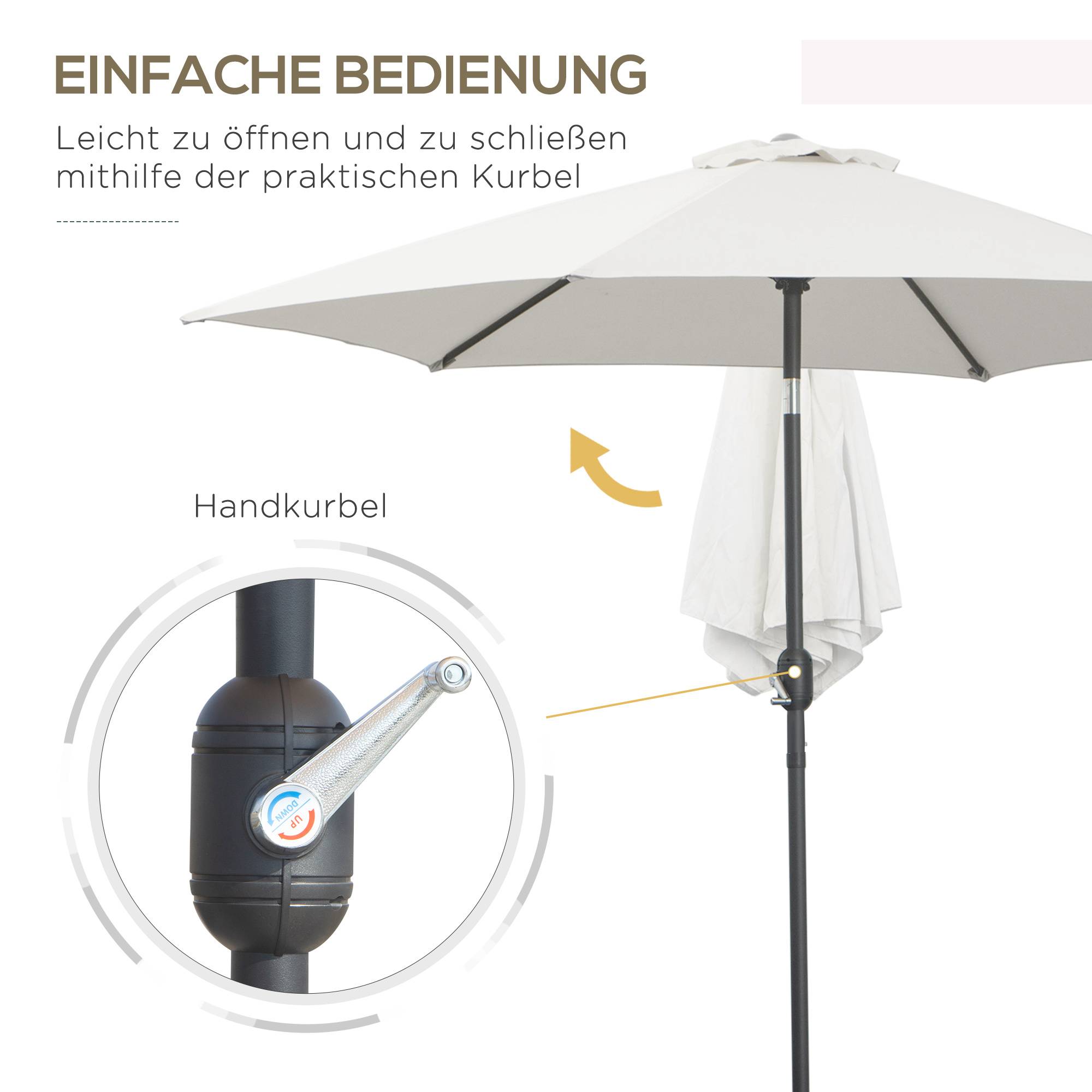 Parasol inclinable en aluminium et polyester beige 260 x 260 x 235 cm - PANGIVO - Image 6