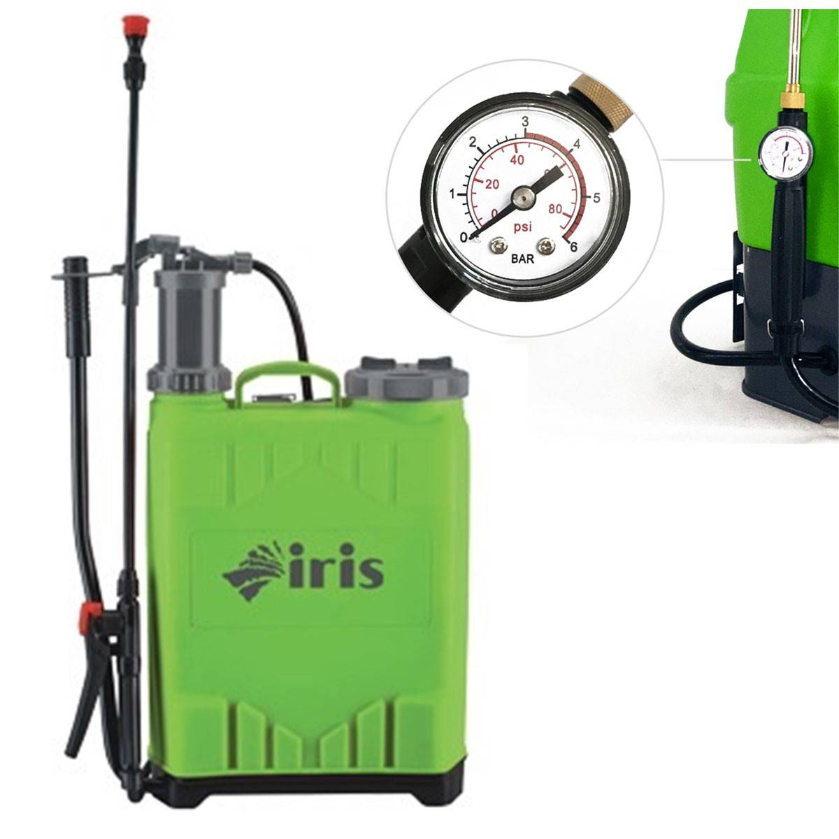 Pulvérisateur manuel 12L IRIS GARDEN Spray et Jet Désinfection Entretien Végetaux et Jardins - Image 1