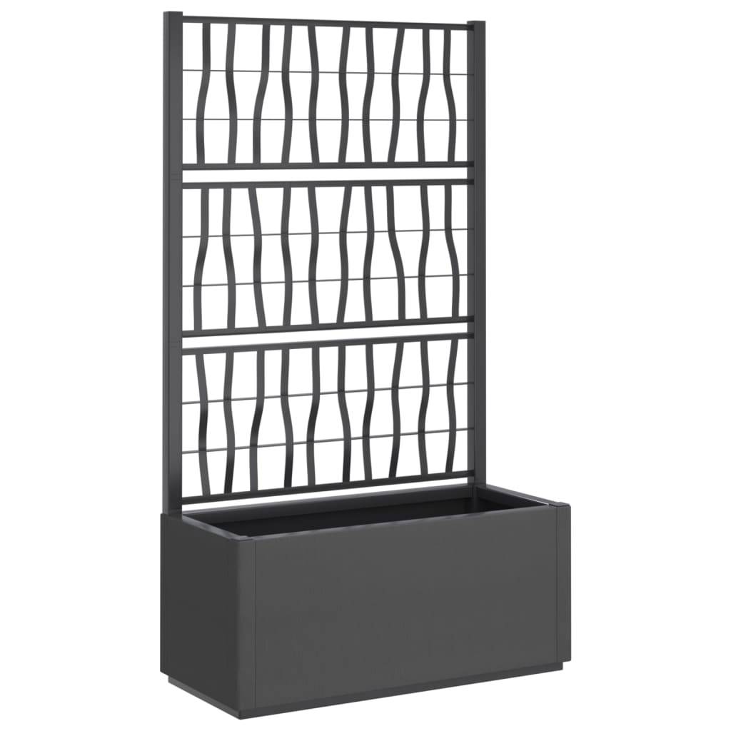 Jardinière, Bac à fleurs, Pot de fleurs avec treillis gris foncé 80x36x140 cm PP - Image 1