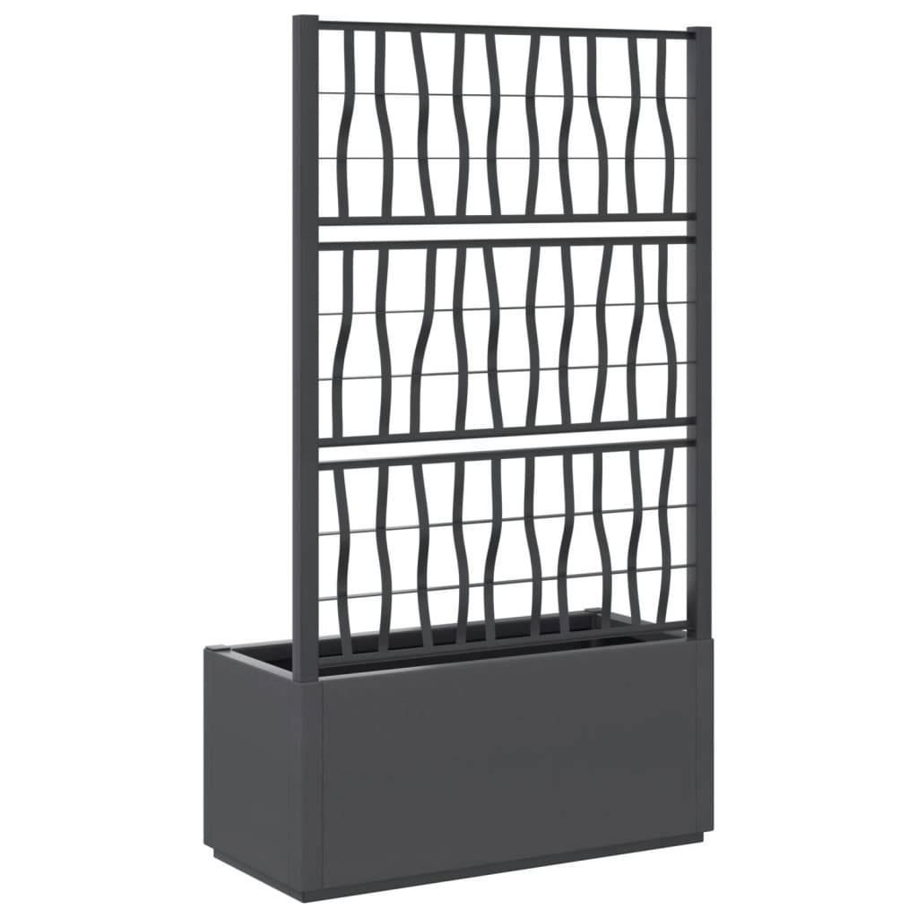 Jardinière, Bac à fleurs, Pot de fleurs avec treillis gris foncé 80x36x140 cm PP - Image 5