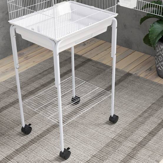 Cage à Oiseaux sur Roulettes Acier Volière pour Canaris Perruches avec Étagère 124 cm Blanc - ComfortXL Outdoor Living - Image 10