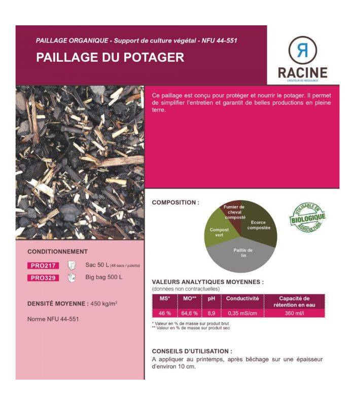 Paillage organique du potager 100% naturel, 10 sacs de 50 l - PRO217-48x50L - Image 2