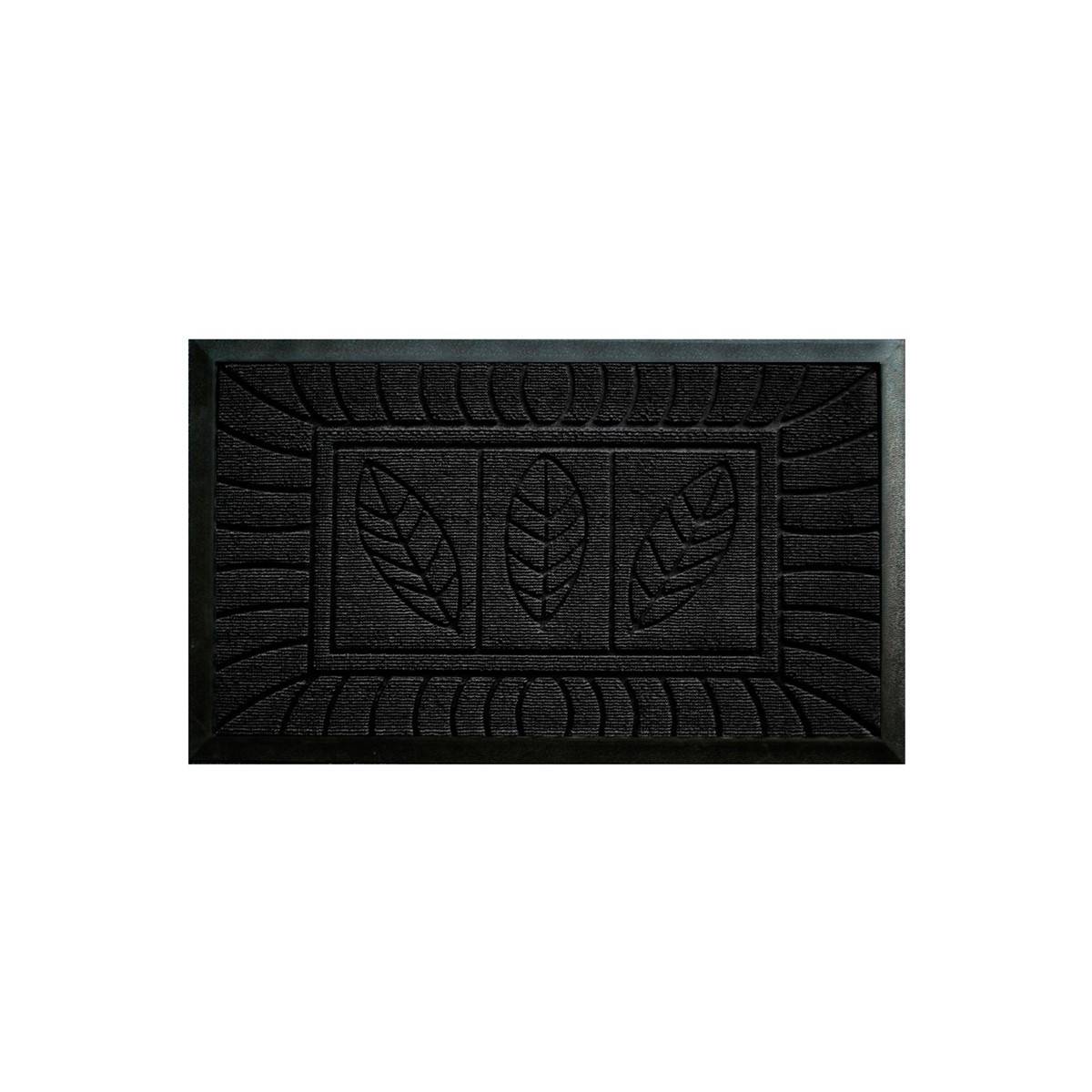 Tapis d'Entrée "Feuilles" 45x75cm Noir - Image 1