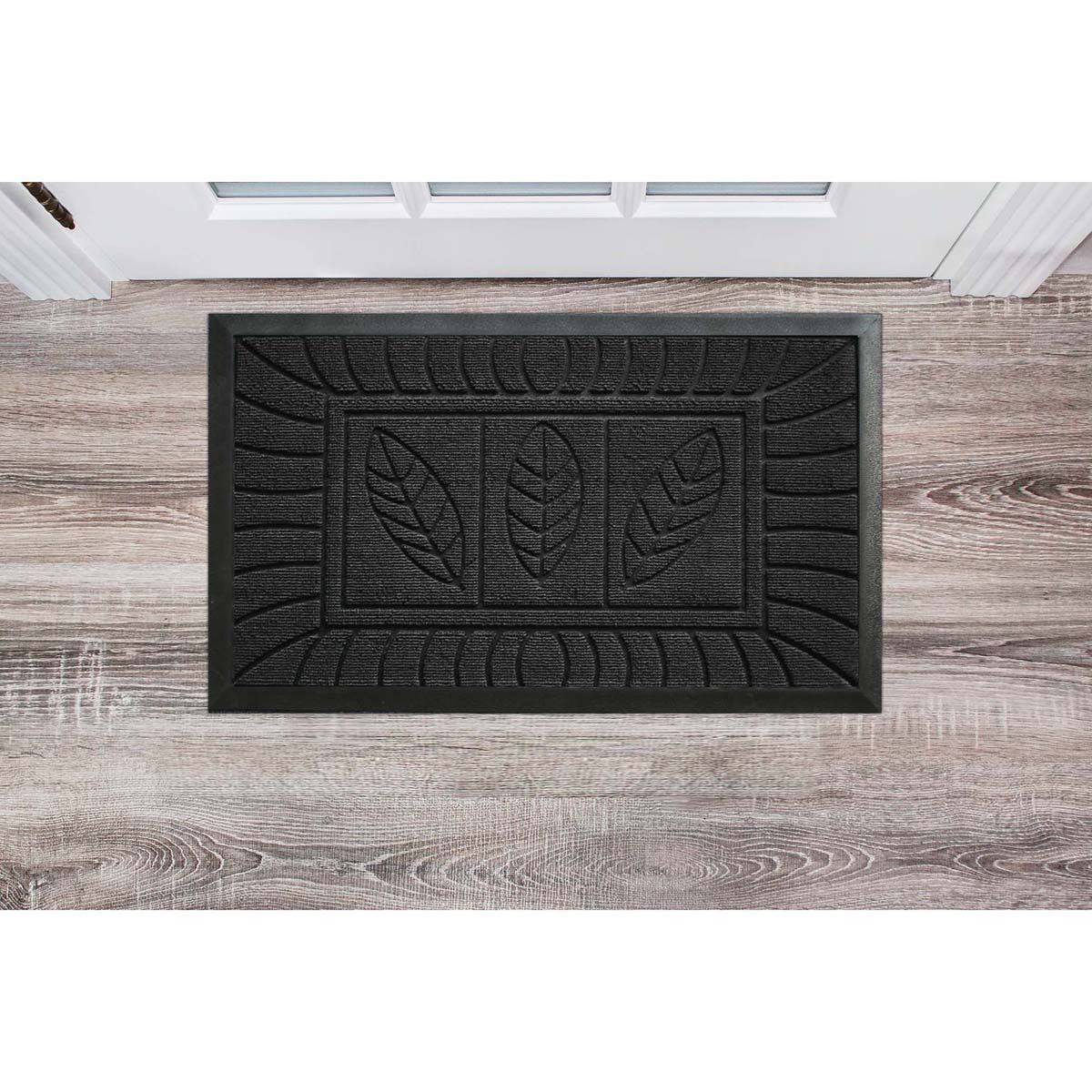 Tapis d'Entrée "Feuilles" 45x75cm Noir - Image 3