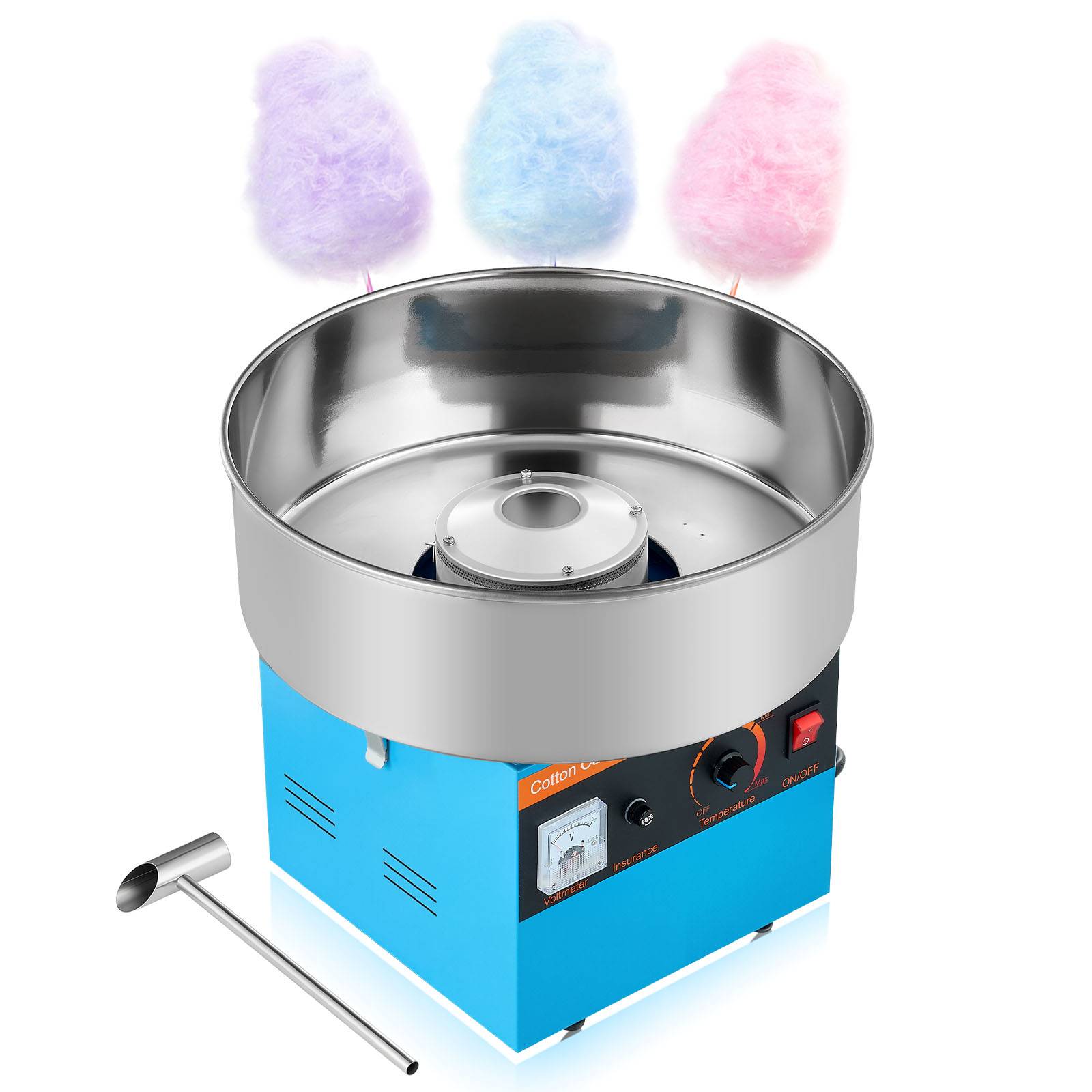 VEVOR Machine barbe à papa électrique 1000 W, bol inox 38 cm. Fêtes, anniversaire, bleu. - Image 1