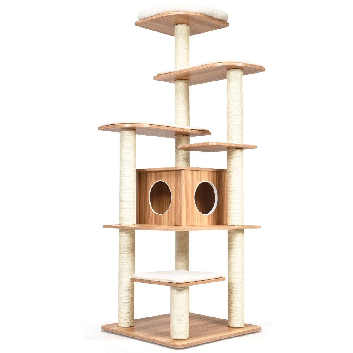 Arbre à chat avec plateformes et colonnes en sisal griffoir pour chat géant de hauteur 175 cm