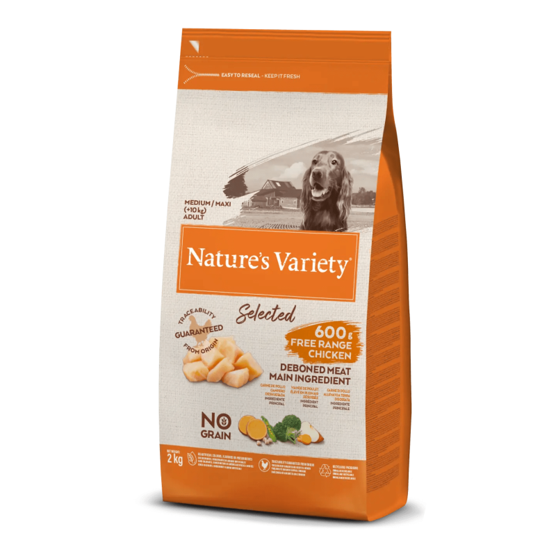 CROQUETTE CHIEN - SELECTED MEDIUM MAXI POULET - NATURE'S VARIETY 2 kg