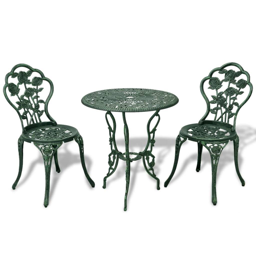 Helloshop26 - Jeu de bistro 3 pièces aluminium coulé vert - Image 1