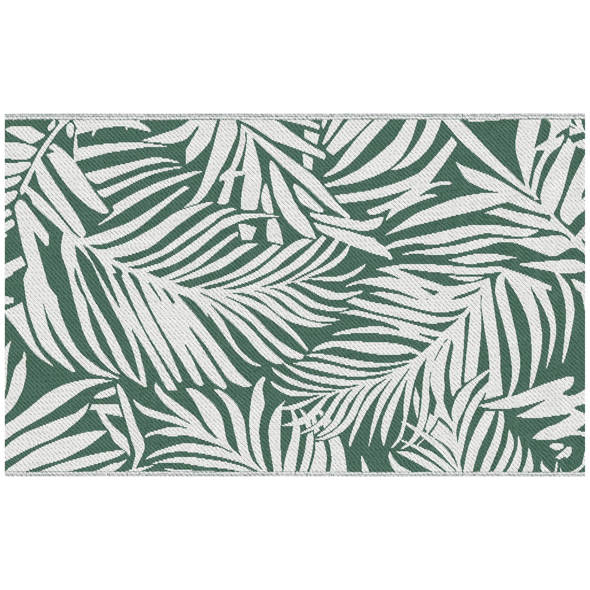 Tapis d'extérieur réversible Polypropylène Terrasse jardin Motif feuilles 152x243cm Vert - ComfortXL Outdoor Living - Image 1