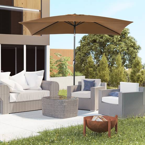 Parasol inclinable aluminium balcon terrasse protection solaire manivelle 294x198cm marron - ComfortXL Outdoor Living - Image 3