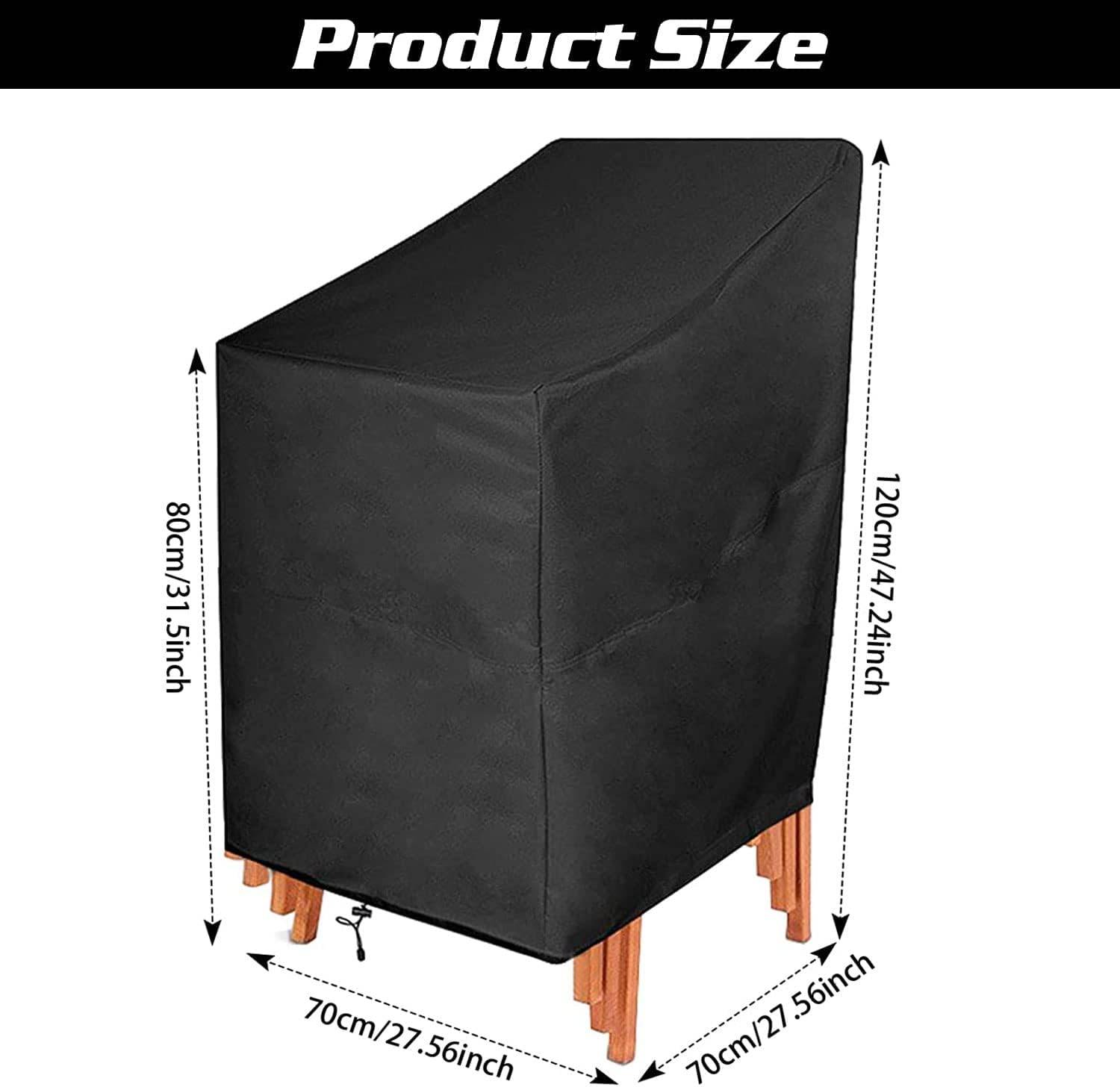 IntiMeg - Housse de fauteuil d'extérieur imperméable, 70x70x120cm, housse de chaise de jardin empilable IntiMeg - Image 2