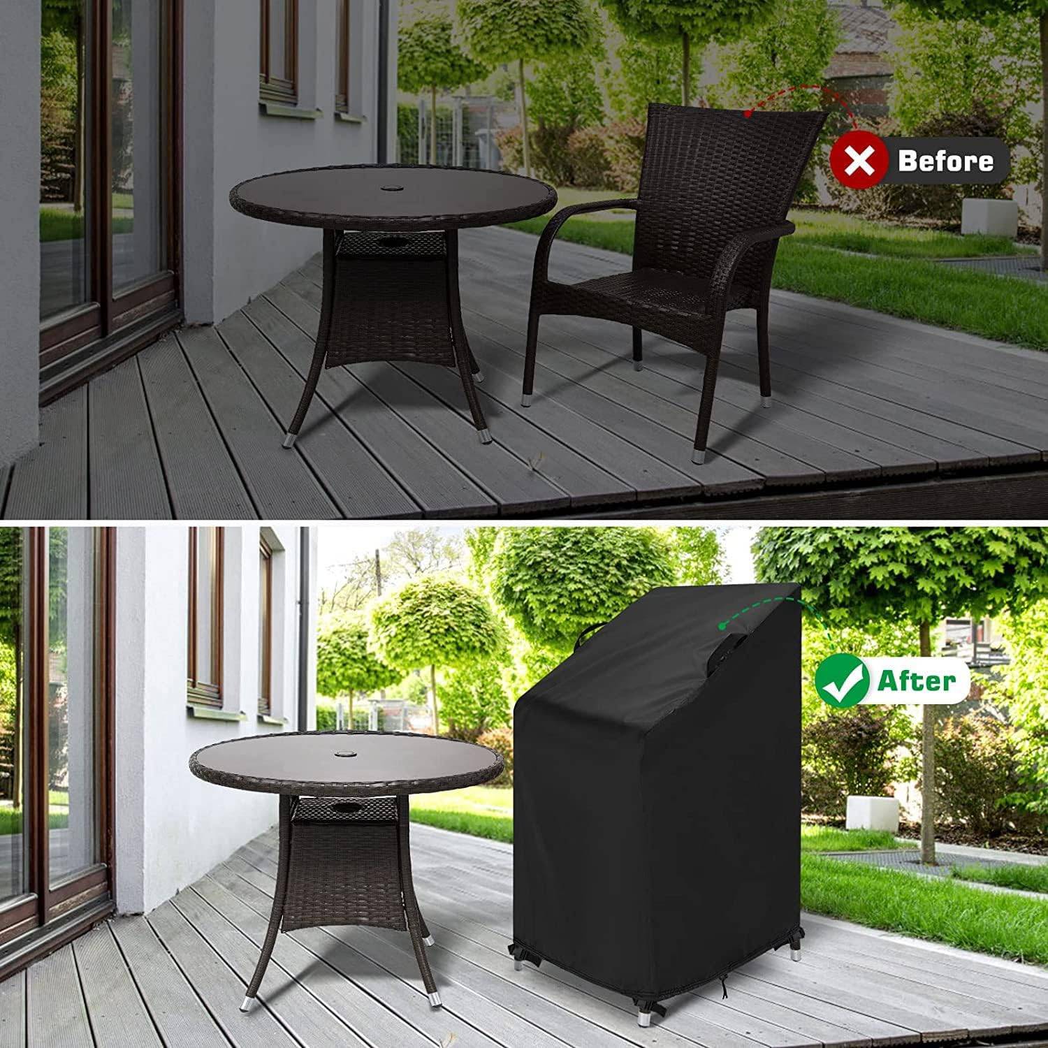 IntiMeg - Housse de fauteuil d'extérieur imperméable, 70x70x120cm, housse de chaise de jardin empilable IntiMeg - Image 5