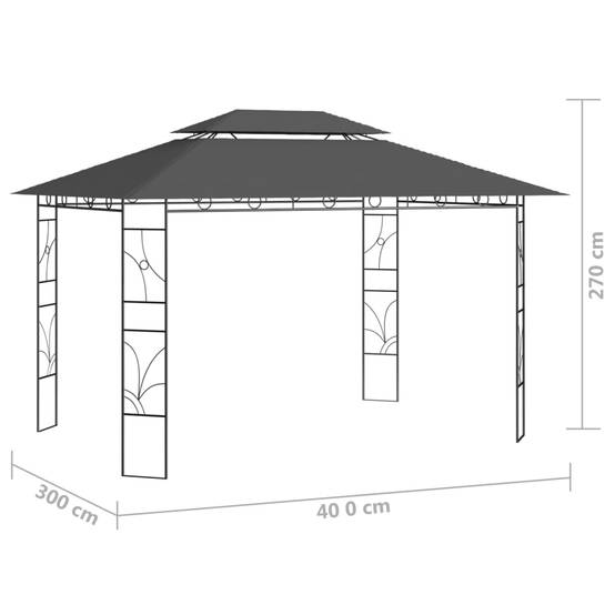 Pergola Jardin - Tonnelle de jardin - Belvédère 4x3x2,7 m Anthracite 160 g/m² MI45 - Image 6