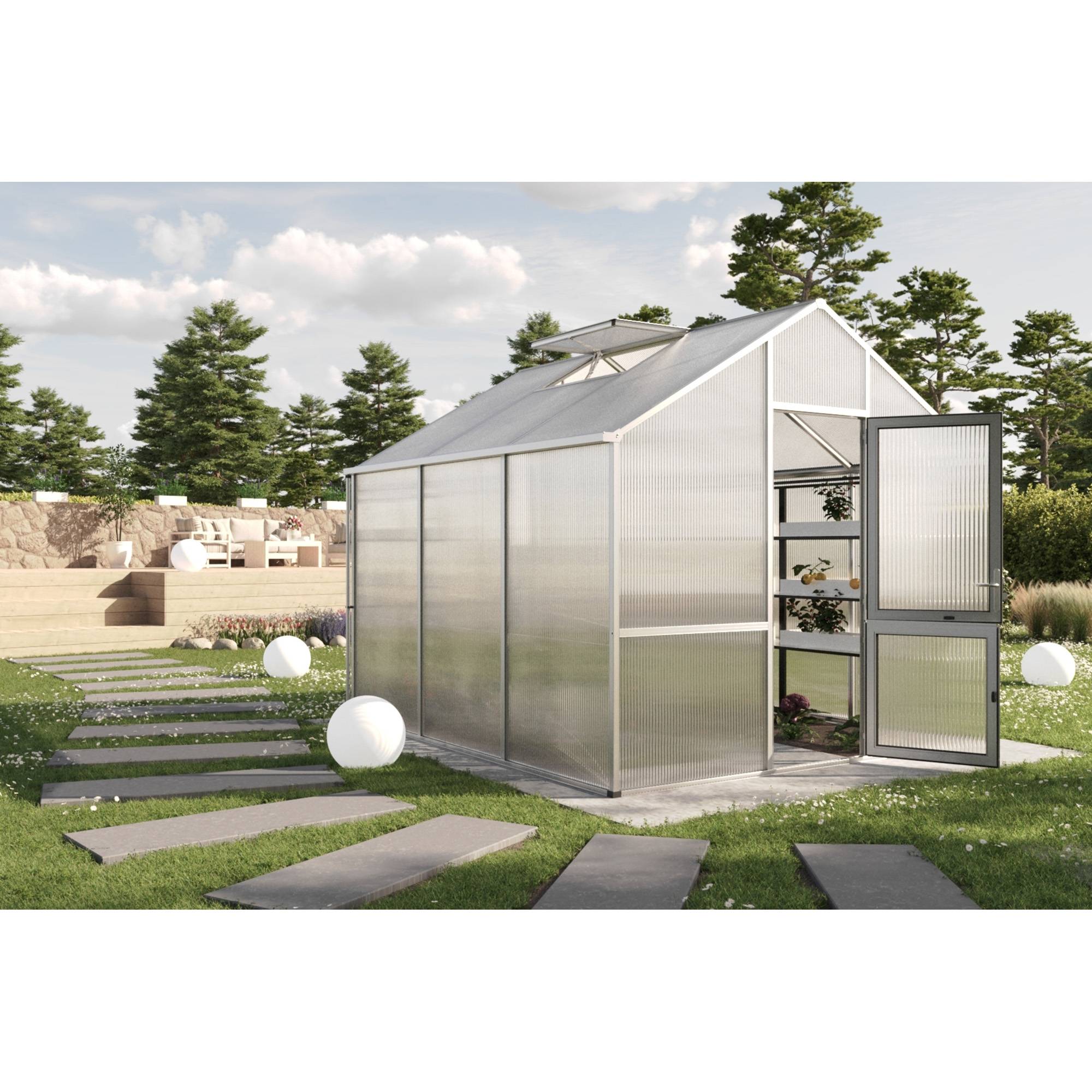 Serre de jardin 9,59m² KGT Dahlie III,aluminium brut - Image 3