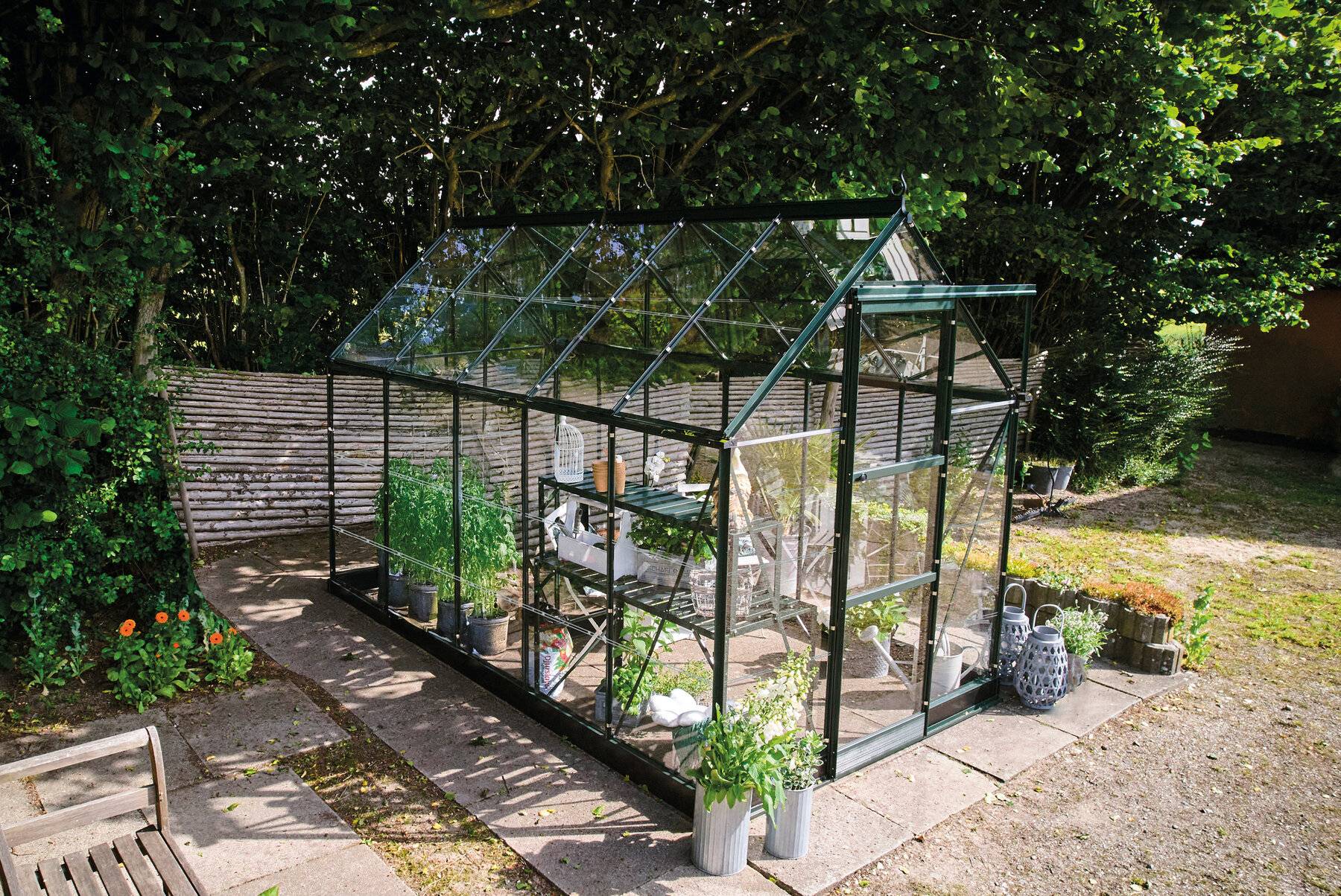 Halls - Serre en verre horticole 6,1 m² ICON 6 + embase, vert - Halls - Image 1