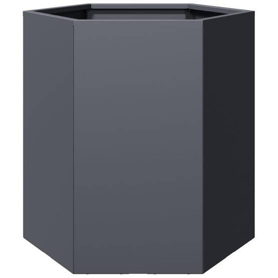 Jardinière acier anthracite hexagone 46 x 40 x 45 cm - PANGIVO - Image 5