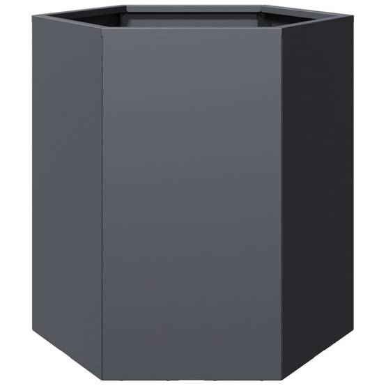 Jardinière acier anthracite hexagone 46 x 40 x 45 cm - PANGIVO - Image 2