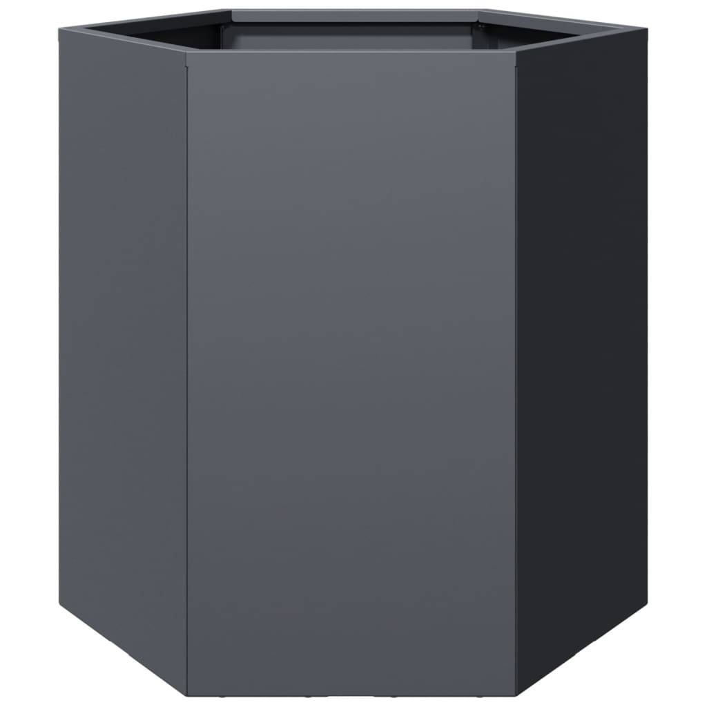 Jardinière acier anthracite hexagone 46 x 40 x 45 cm - PANGIVO - Image 2