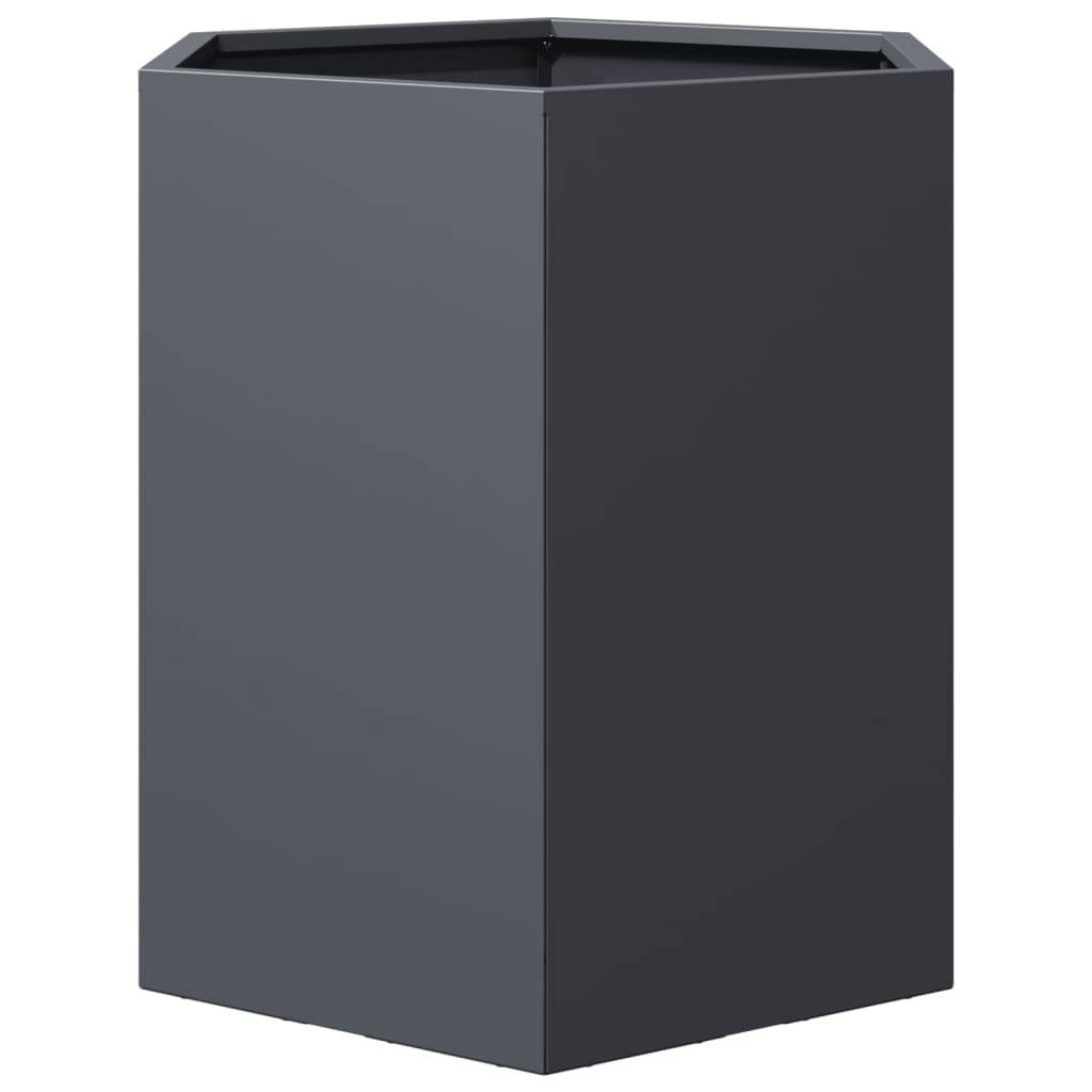 Jardinière acier anthracite hexagone 46 x 40 x 45 cm - PANGIVO - Image 4