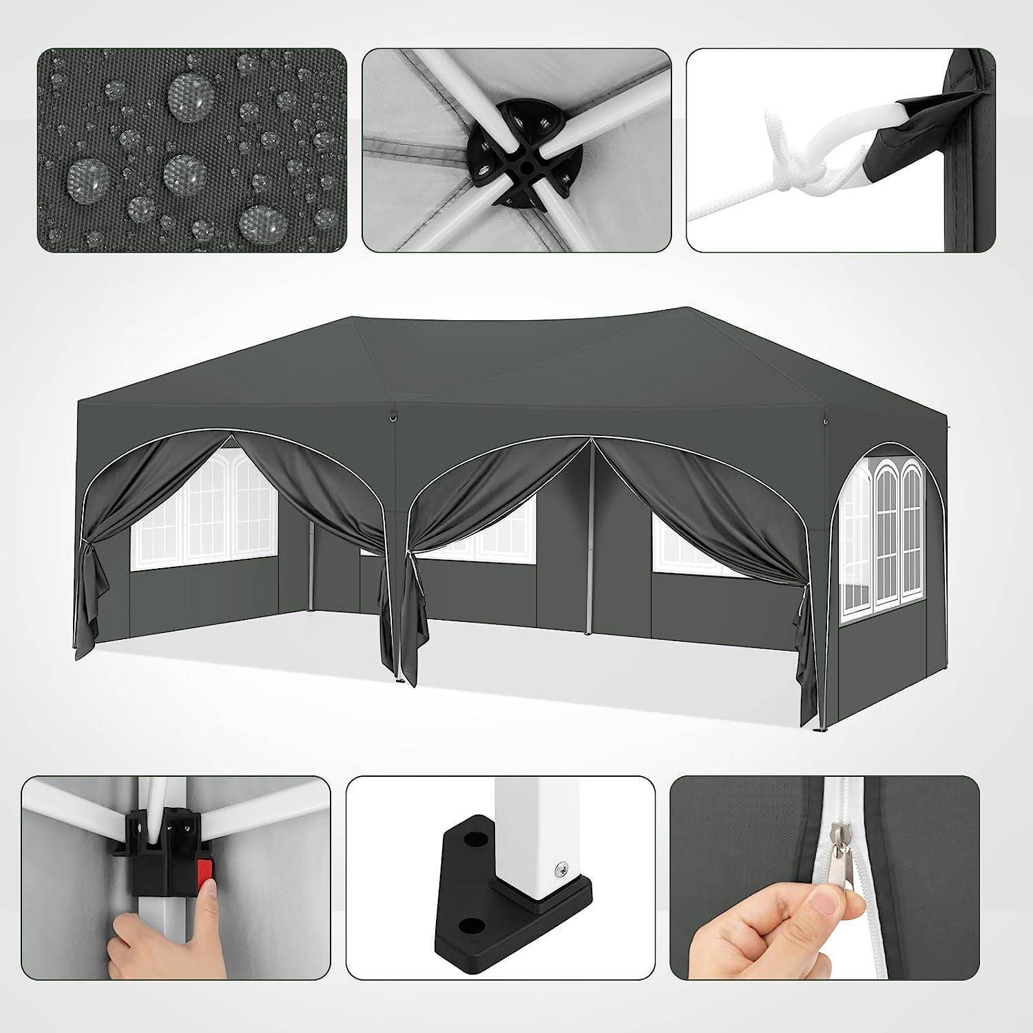 Kiosque 3x6 m avec 6 parois latérales, anti-UV performant pour tente de fête - Image 2