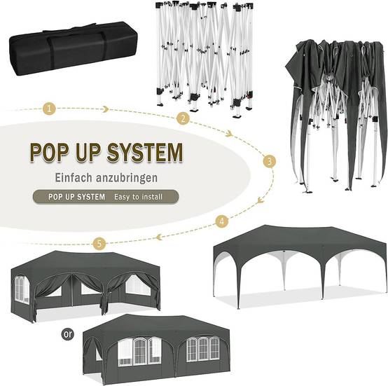 Kiosque 3x6 m avec 6 parois latérales, anti-UV performant pour tente de fête - Image 6