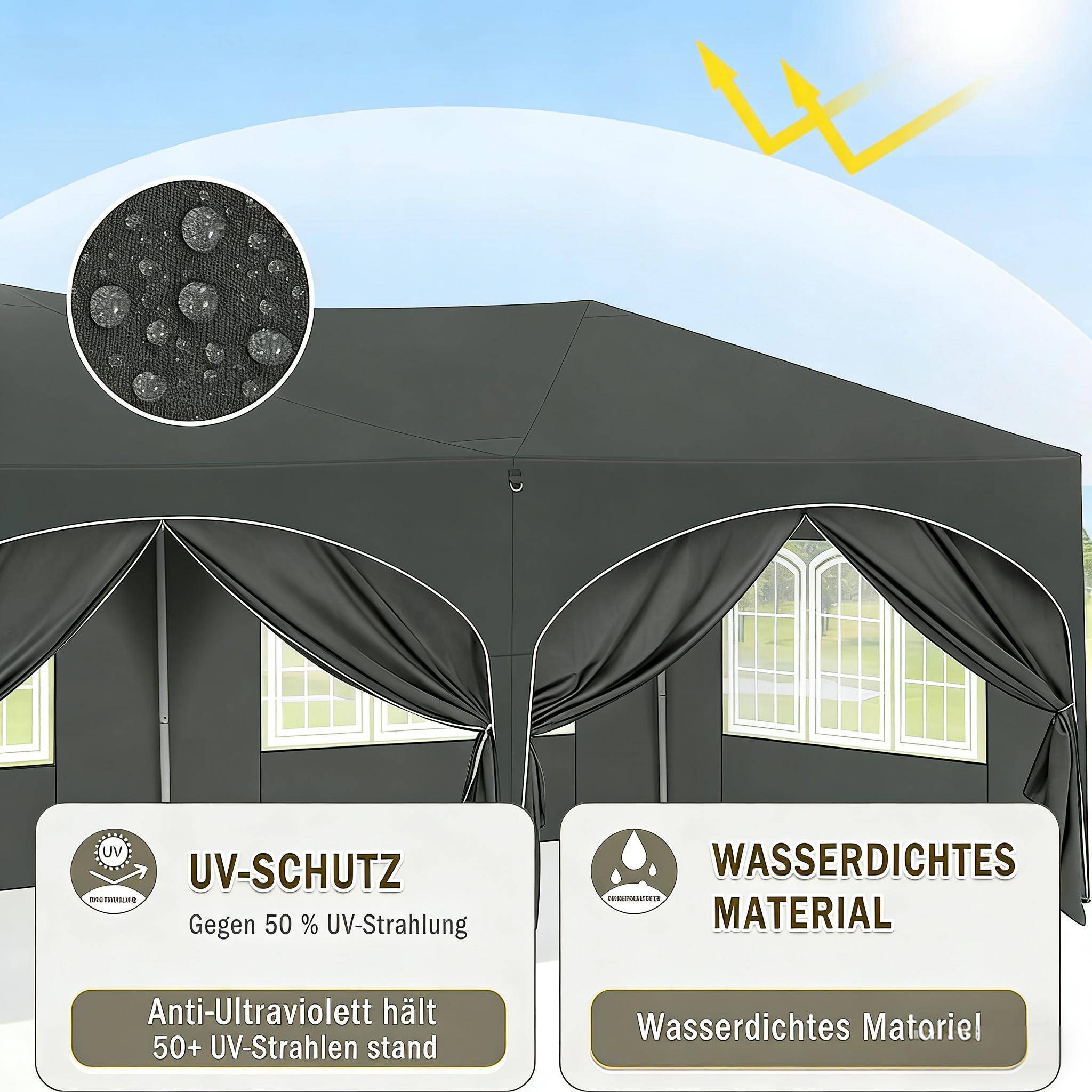 Kiosque 3x6 m avec 6 parois latérales, anti-UV performant pour tente de fête - Image 9