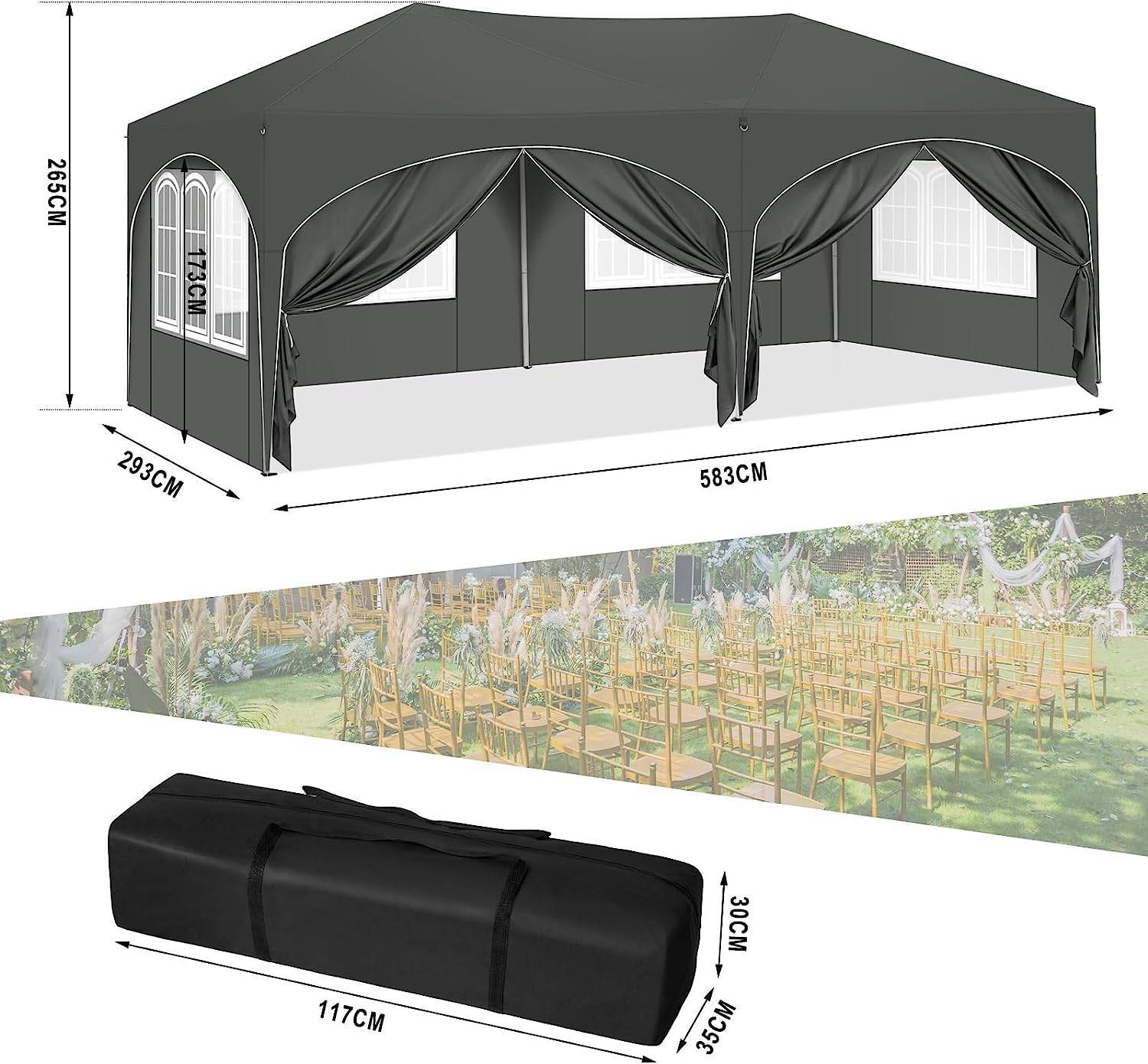 Kiosque 3x6 m avec 6 parois latérales, anti-UV performant pour tente de fête - Image 4