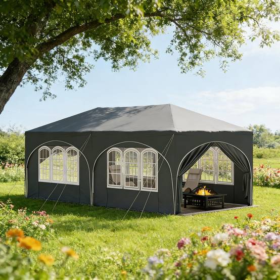 Kiosque 3x6 m avec 6 parois latérales, anti-UV performant pour tente de fête - Image 1