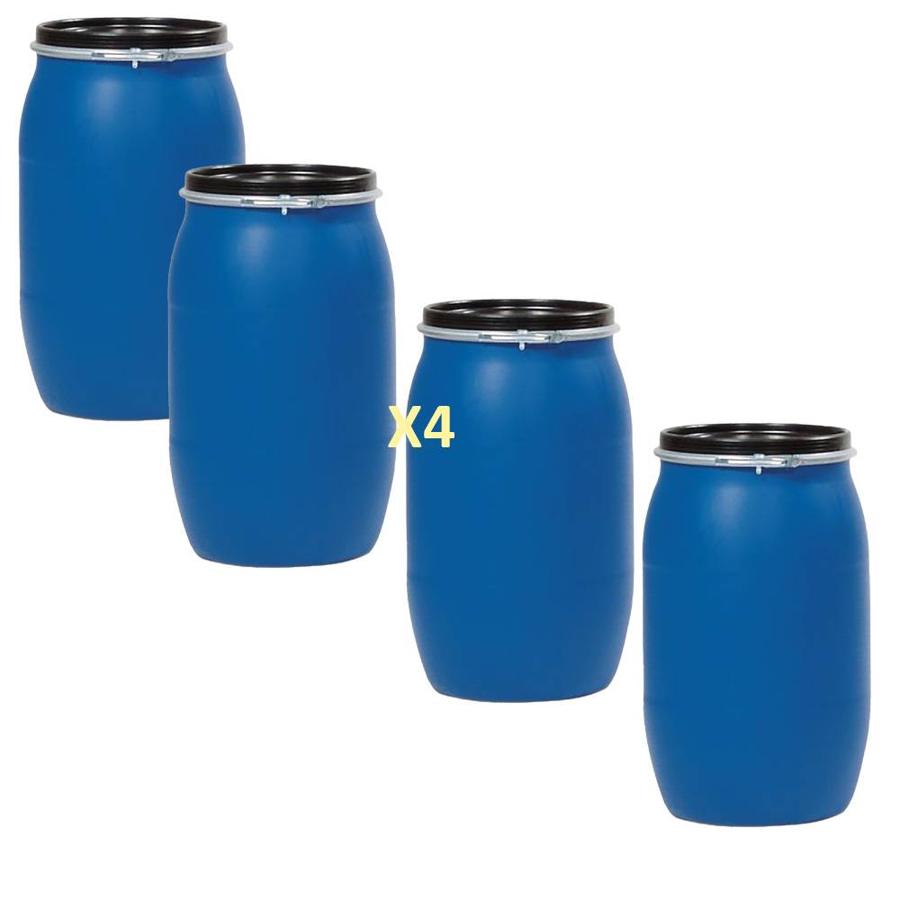 Belli - Fût plastique neuf à ouverture totale homologué un 220l-lot de 4
