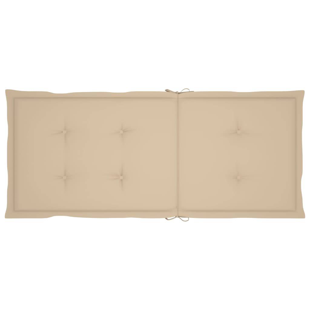 Lot de 2 Chaises de jardin | Chaise d'extérieur et coussins beige Bois teck massif - Image 8