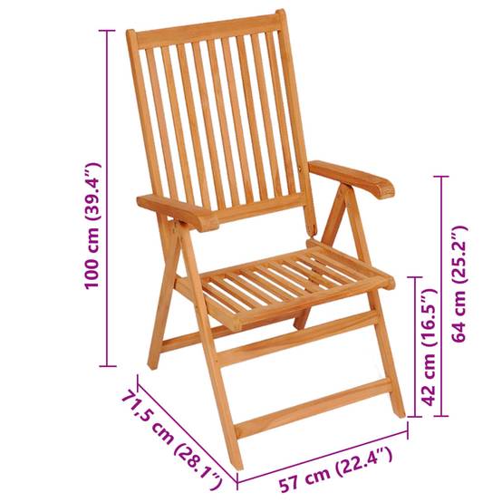 Lot de 2 Chaises de jardin | Chaise d'extérieur et coussins beige Bois teck massif - Image 10