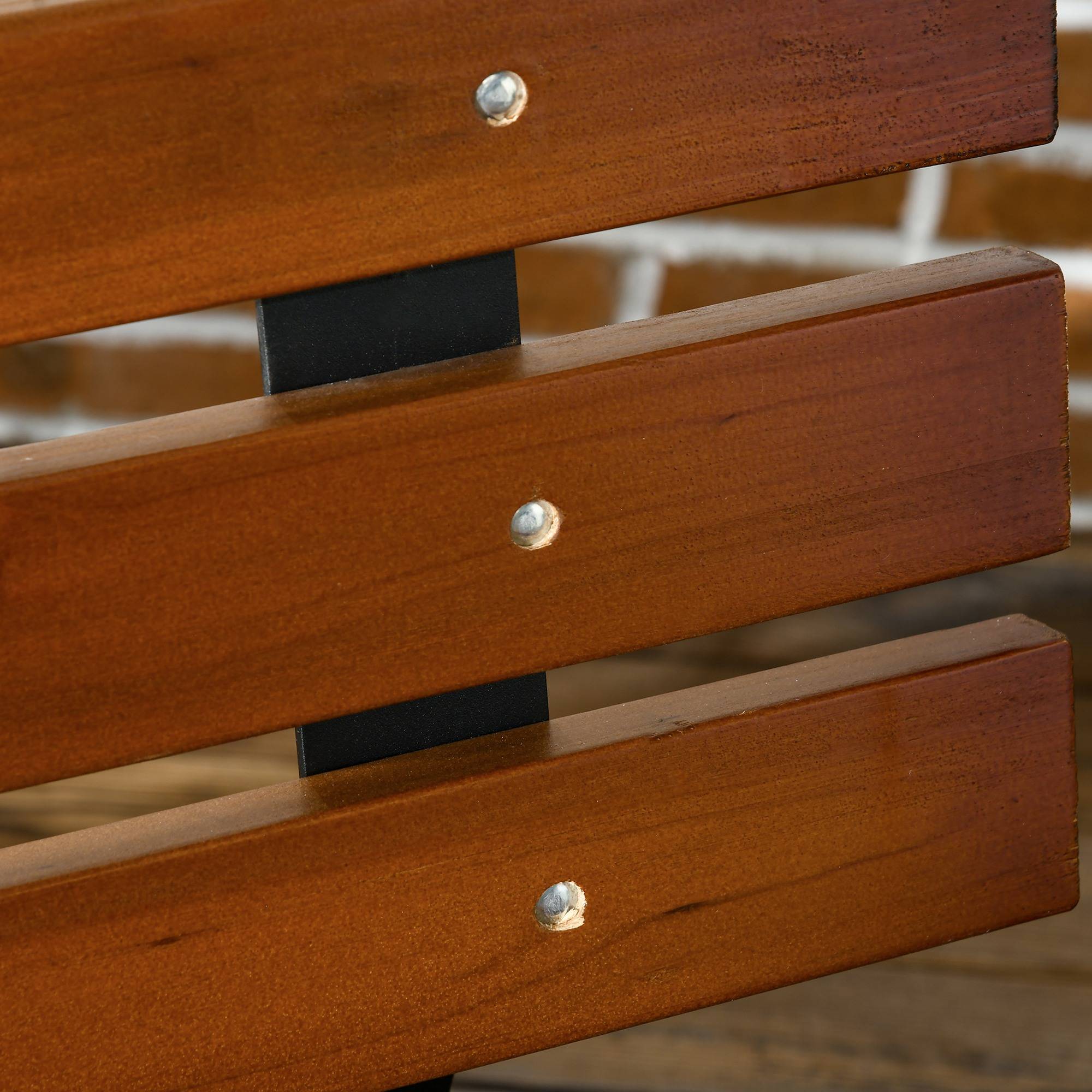 Banc 2 places, pour jardin et terrasse, en fonte d'aluminium et bois naturel, 120 x 57 x 70 cm, marron - Image 9