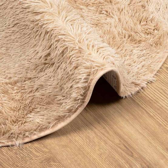 TapisRond Grand Format en Polyester Doux et Confortable pour Salon Beige 200x200 cm – ComfortXL Outdoor Living - Image 5