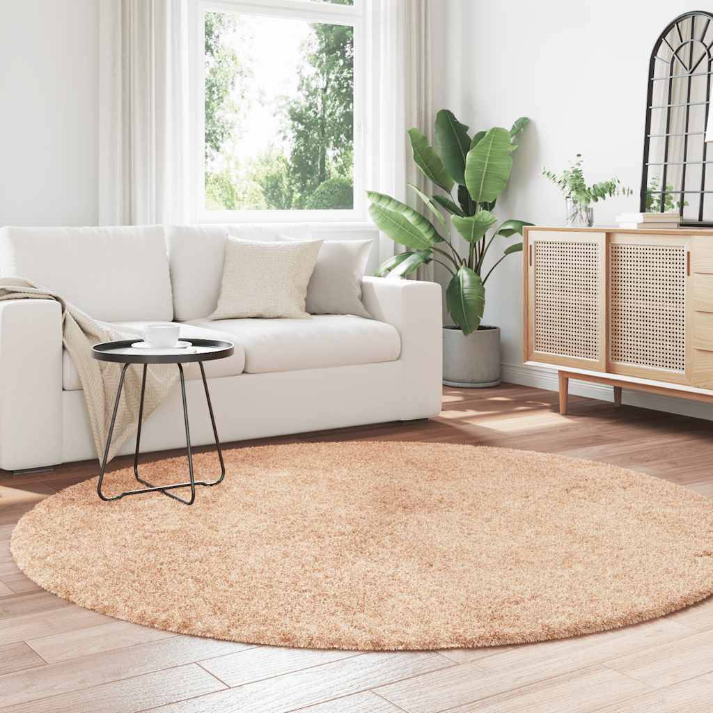 TapisRond Grand Format en Polyester Doux et Confortable pour Salon Beige 200x200 cm – ComfortXL Outdoor Living - Image 3