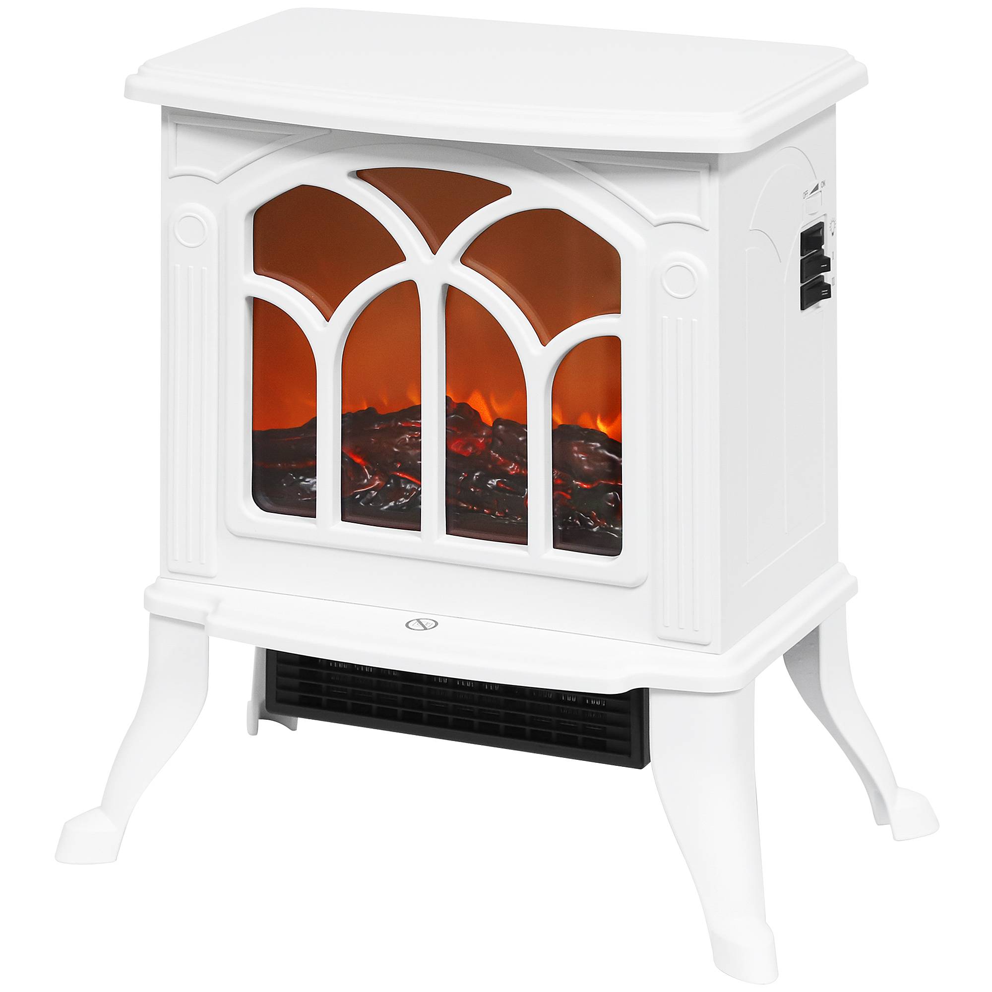 Cheminée électrique sur pied 750/1500 W, fausse cheminée décorative avec effet flamme LED, 37,3 x 23,1 x 44 cm, blanc - Image 2