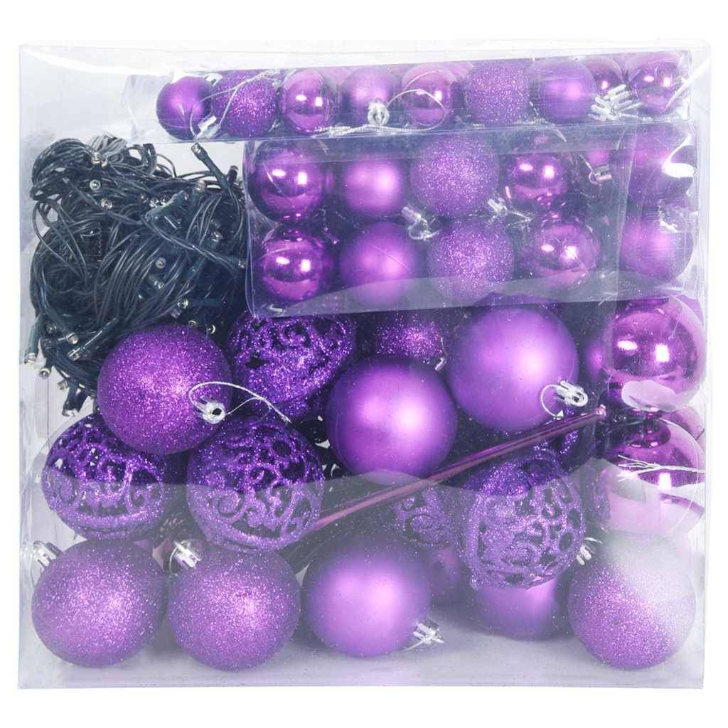 Vidaxl - Ensemble de Boules de Noël avec 300 LED 120 pcs Lilas Plastique vidaXL 42018838 - Image 4