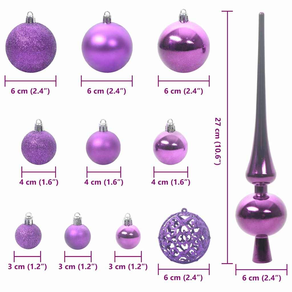 Vidaxl - Ensemble de Boules de Noël avec 300 LED 120 pcs Lilas Plastique vidaXL 42018838 - Image 3