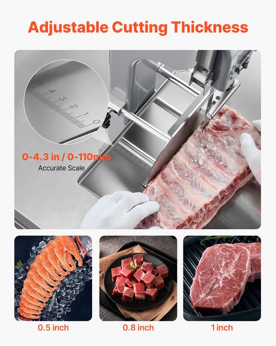 VEVOR Scie à os électrique 650W, table 415x483mm, coupe max 110mm, pour viande/ os congelés. - Image 4