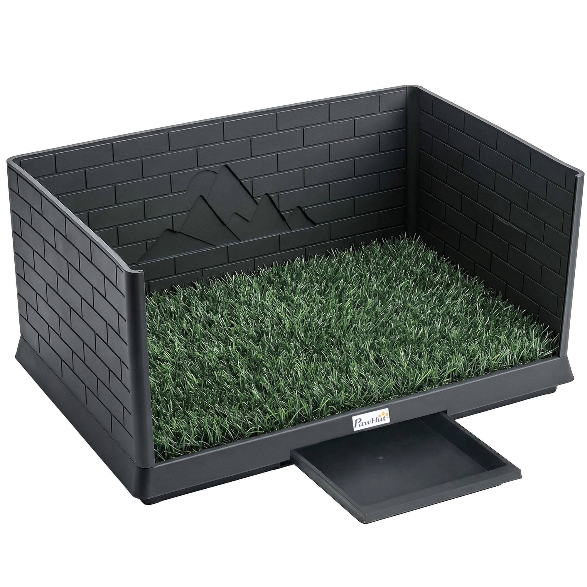 ComfortXL - Toilette pour chien PE 75 x 51 cm noire intérieur balcon avec gazon drainage et bac coulissant anti-éclaboussures - Image 10
