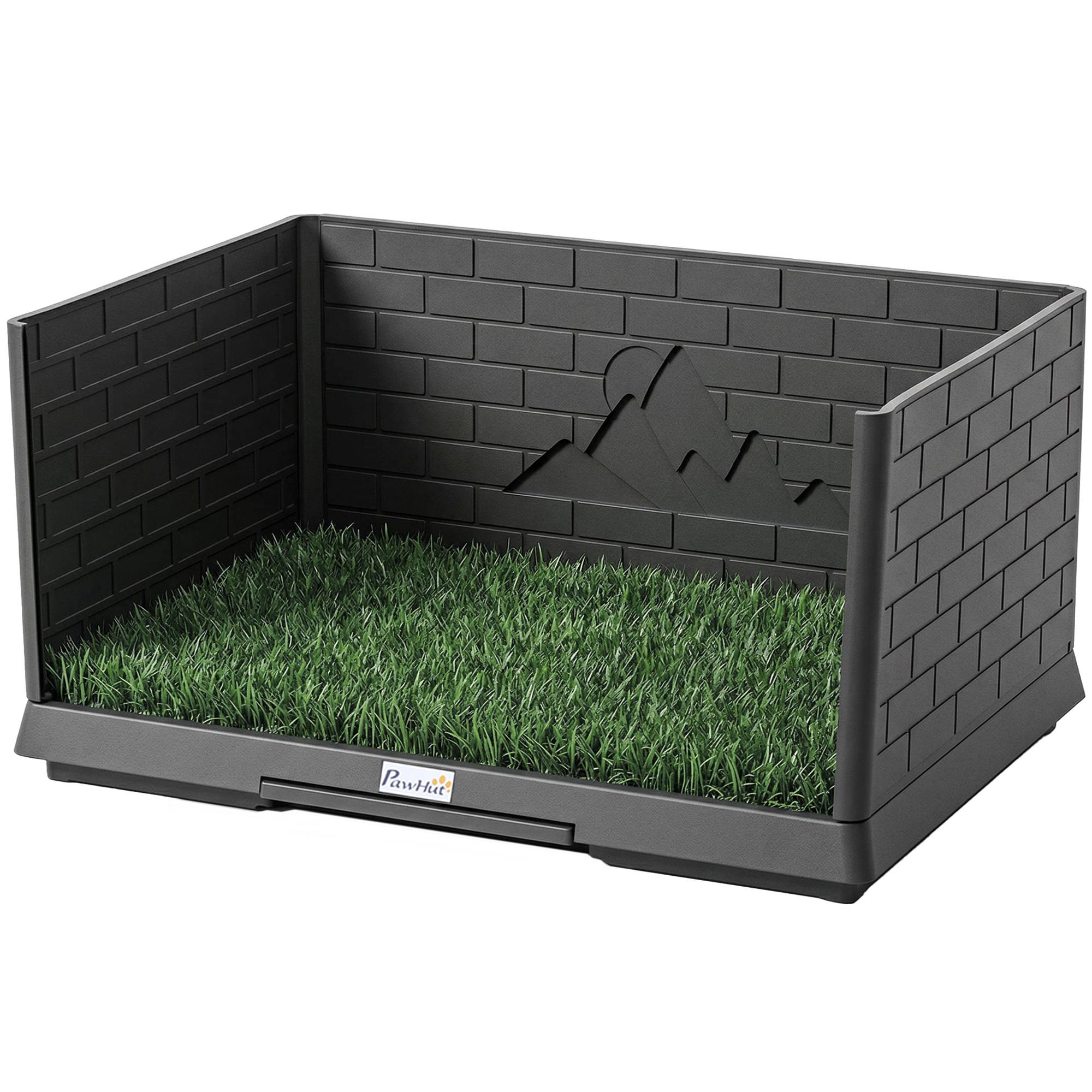 ComfortXL - Toilette pour chien PE 75 x 51 cm noire intérieur balcon avec gazon drainage et bac coulissant anti-éclaboussures - Image 2