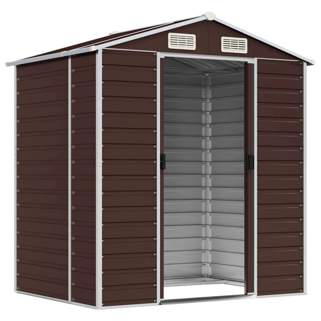 Vidaxl - Abri de jardin marron 191x130x198 cm acier galvanisé vidaXL 3188264 - Image 9