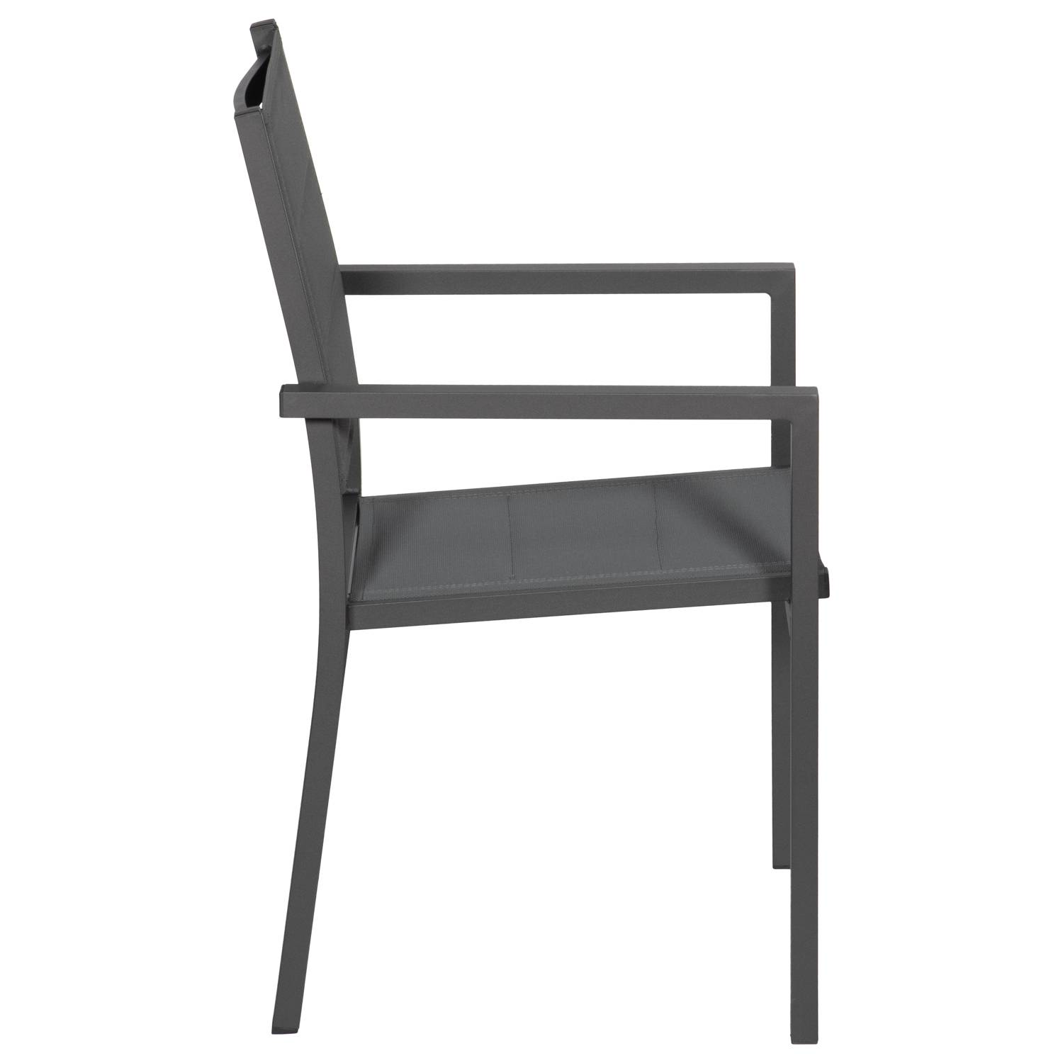 Happy Garden - Lot de 6 chaises rembourrées en aluminium anthracite - textilène gris - HAPPY GARDEN - Image 4