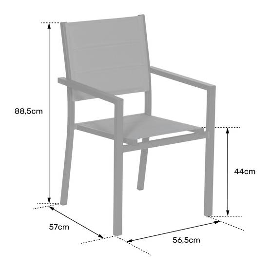 Happy Garden - Lot de 6 chaises rembourrées en aluminium anthracite - textilène gris - HAPPY GARDEN - Image 7