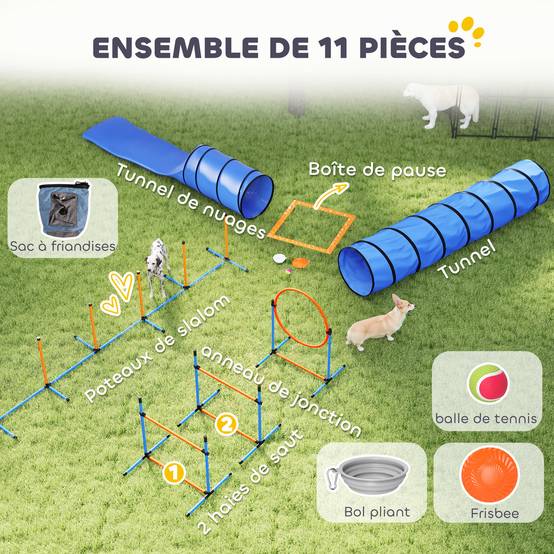 Kit d'agilité pour chien polyester et plastique orange et bleu 350 x 68 x 70 cm - PANGIVO - Image 6