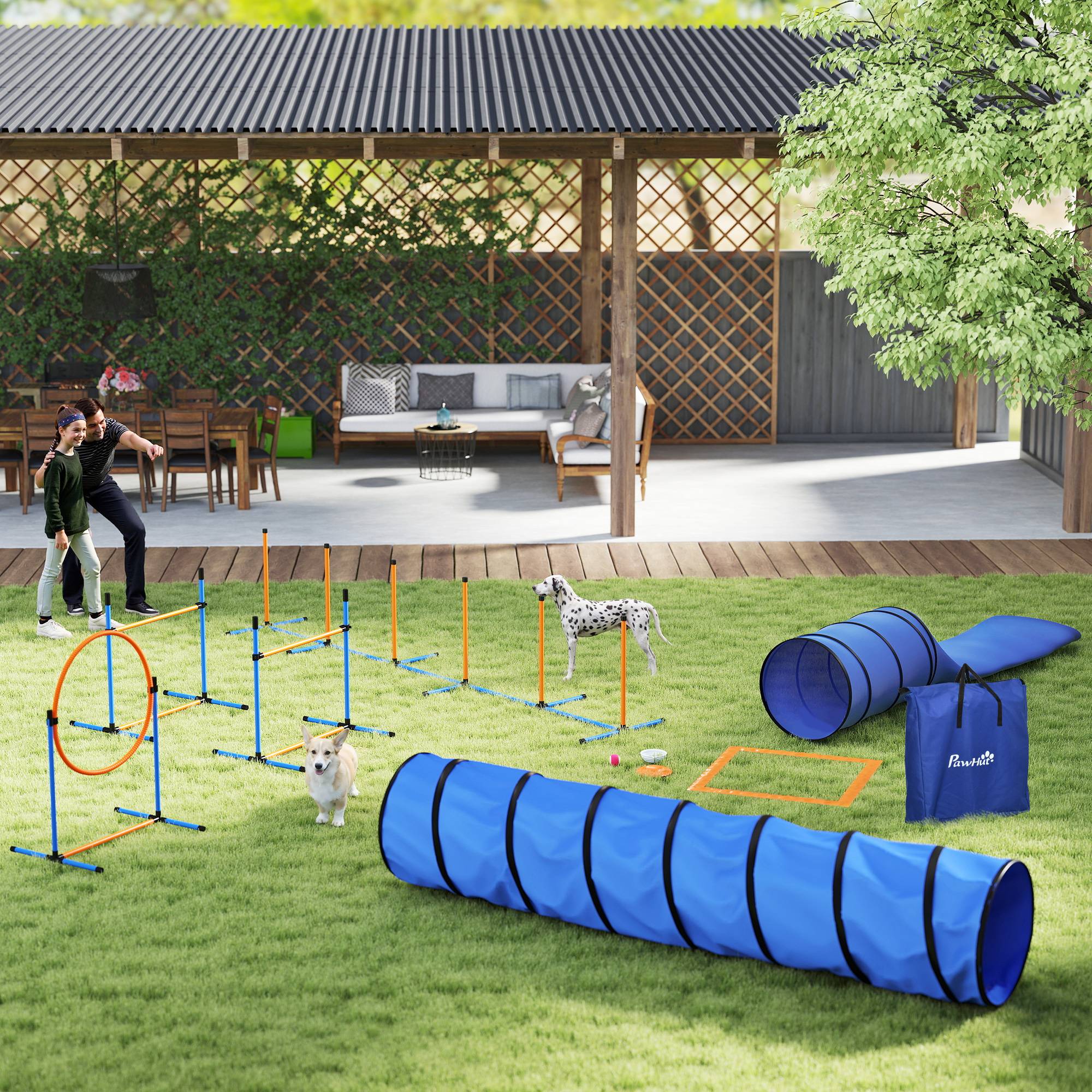 Kit d'agilité pour chien polyester et plastique orange et bleu 350 x 68 x 70 cm - PANGIVO - Image 3